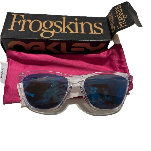 Oakley Other - Oakley new Frogskins Crystal Clear/Prizm Sapphire L Sunglasses OO9013 7024 Do55